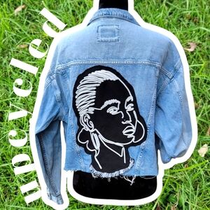Upcycled American Eagle Cropped Denim Jacket